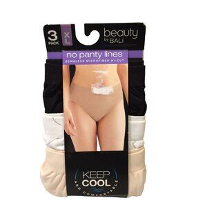 Beauty by Bali Ladies Hi-Cut Size XL Black White Beige No Panty Lines Set of 3